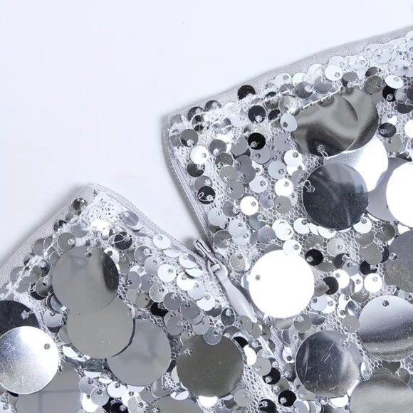 Sequin Chain Strap Mini Dress (Silvery Grey) - Picture 4 of 14